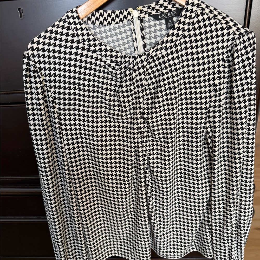 Ralph Lauren Black and White Houndstooth Top